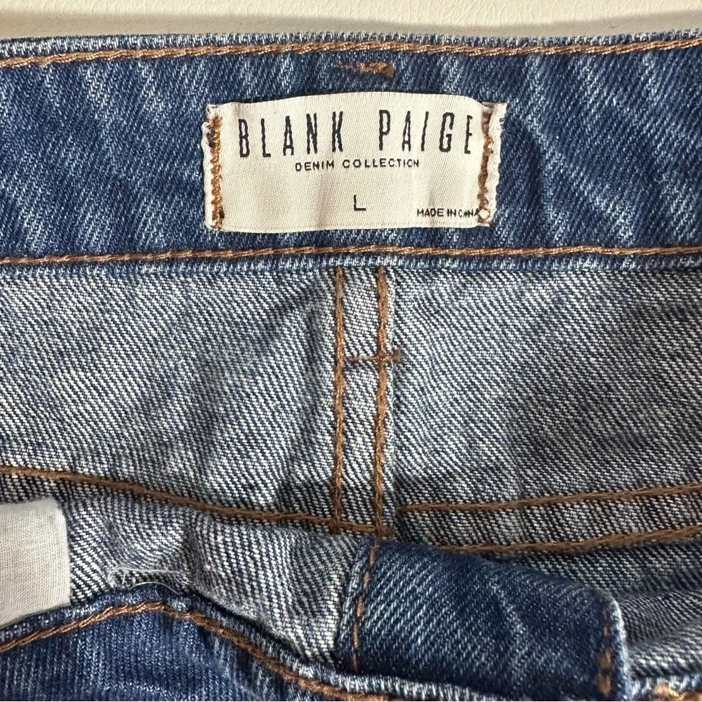 Button-Front Denim Mini Skirt - Blue EUC